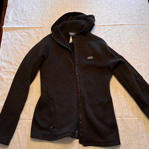 Patagonia "better sweater" material black fleece with hood - Women's medium